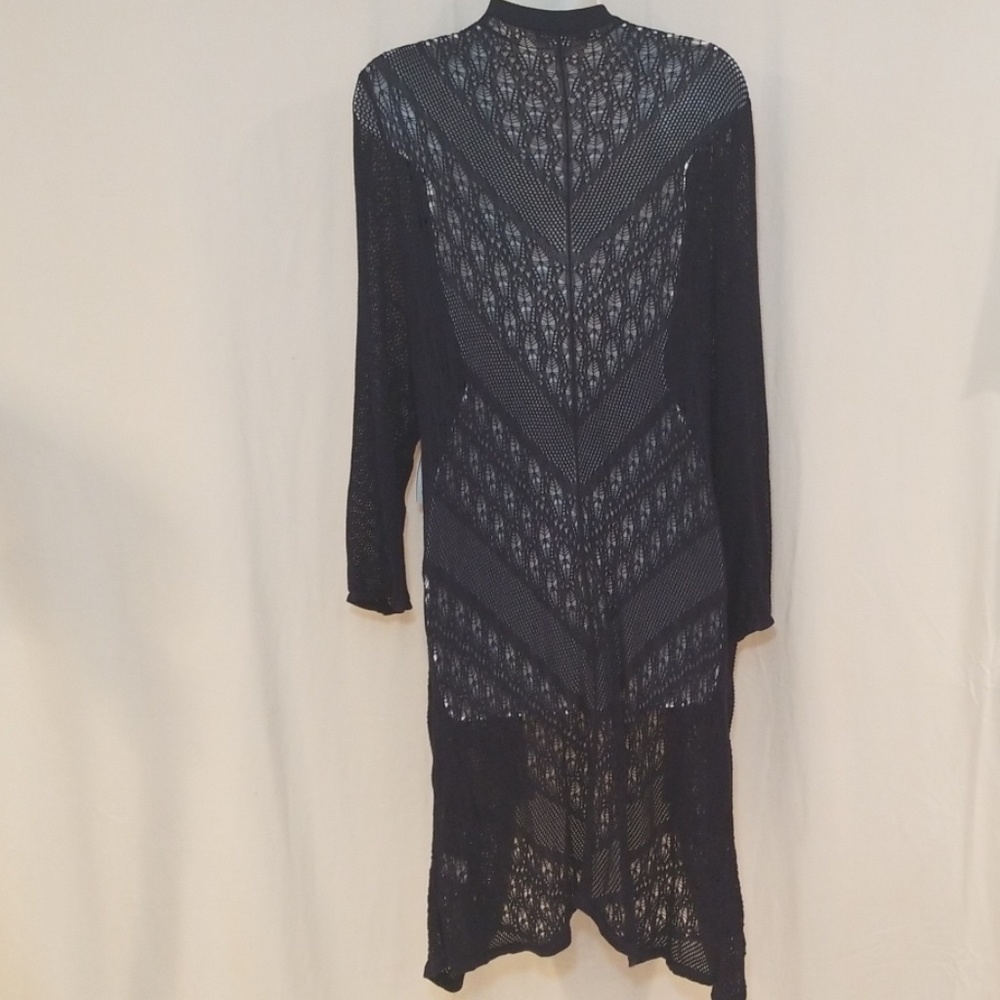 Blue crochet long cardigan coverup 3X - Picture 3 of 8